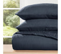 Waffle Textured Comforter 3 piece set, 1 Full/Queen comforter and 2 standard pillow shams, Navy