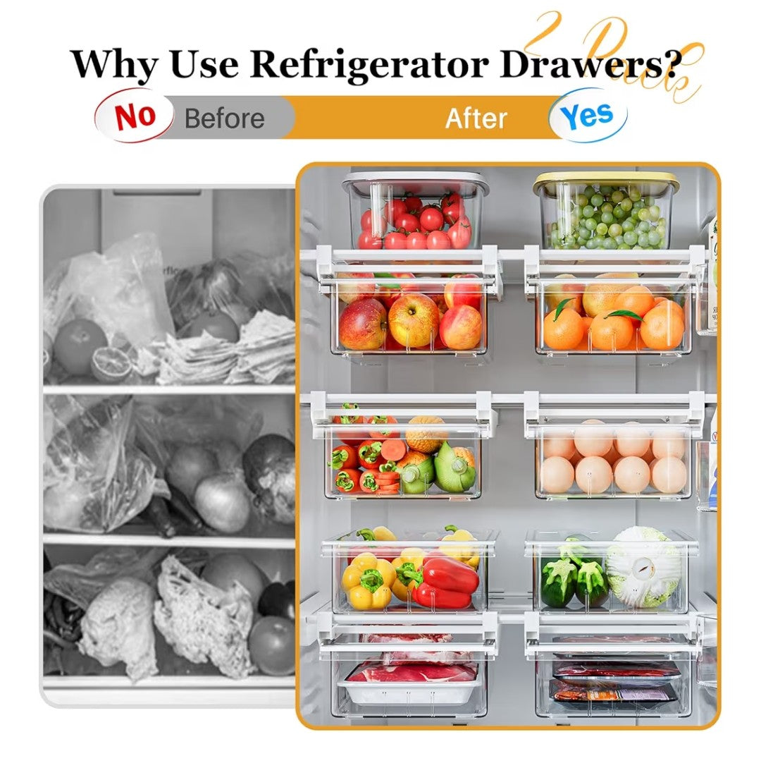 Refrigerator Drawer Organizer 2 pack