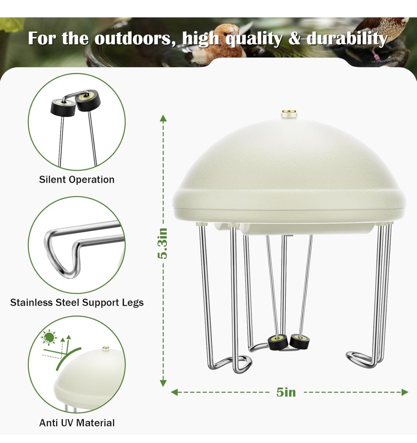 Buzzlett Bird Bath Water Circulator, Water Agitator for Bird Bath.
