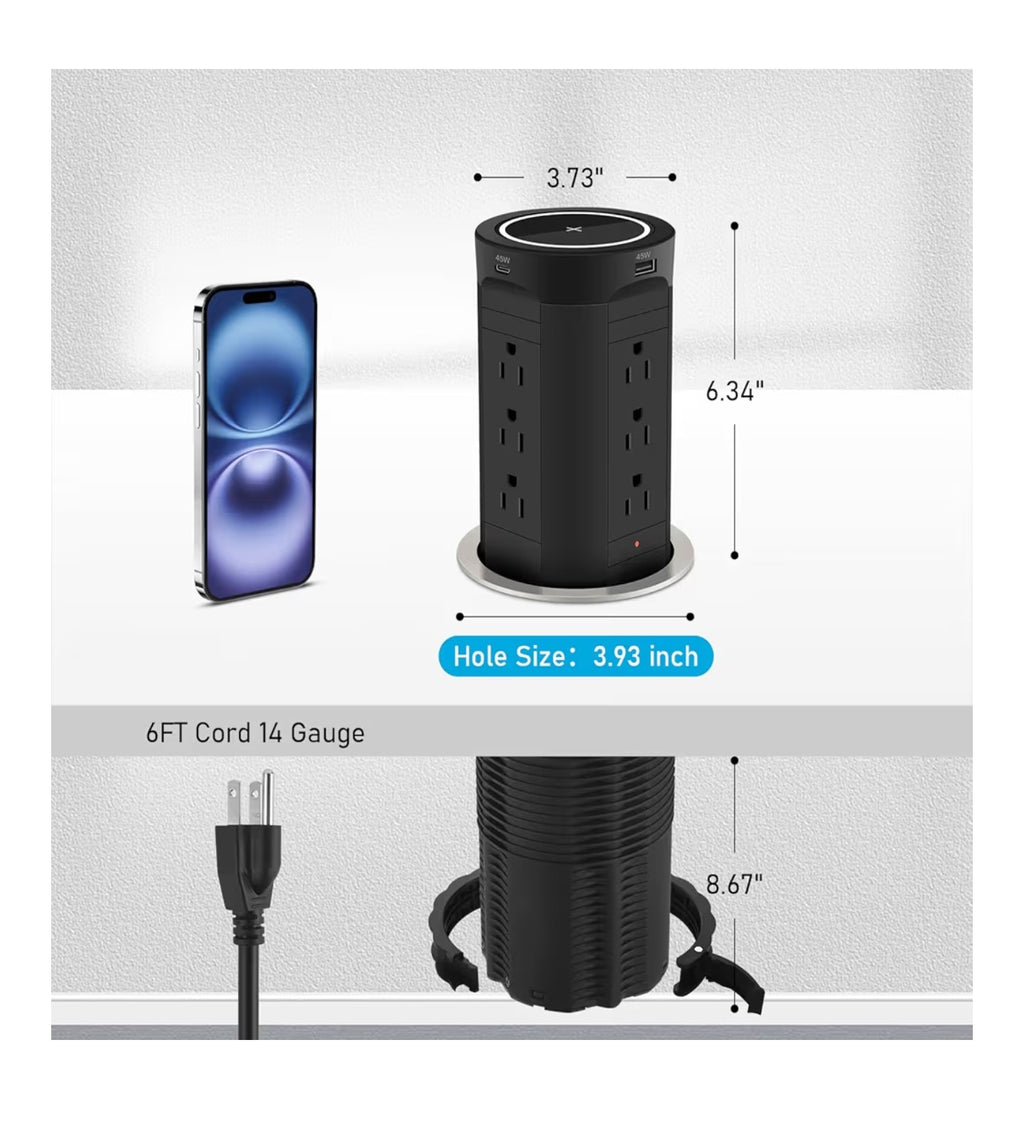 4-inch Pop Up Outlet for Countertop