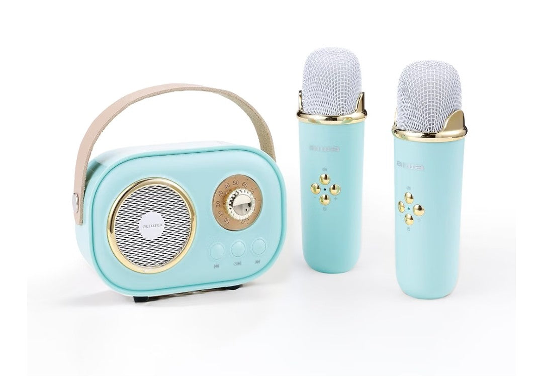 Retro Karaoke Speaker with 2 Wireless Microphones