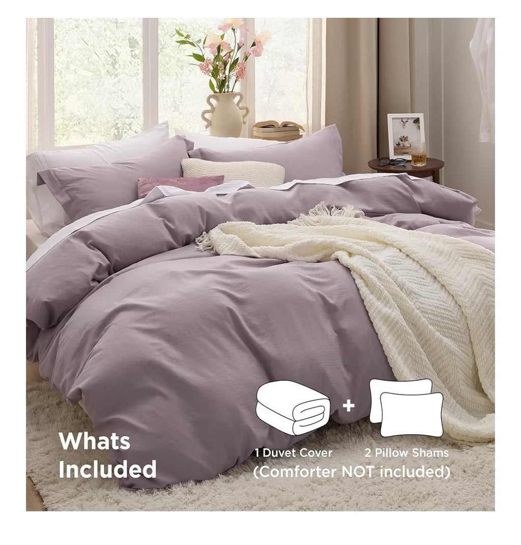Bedsure King Size Duvet Cover 3pcs (Lilac Purple)