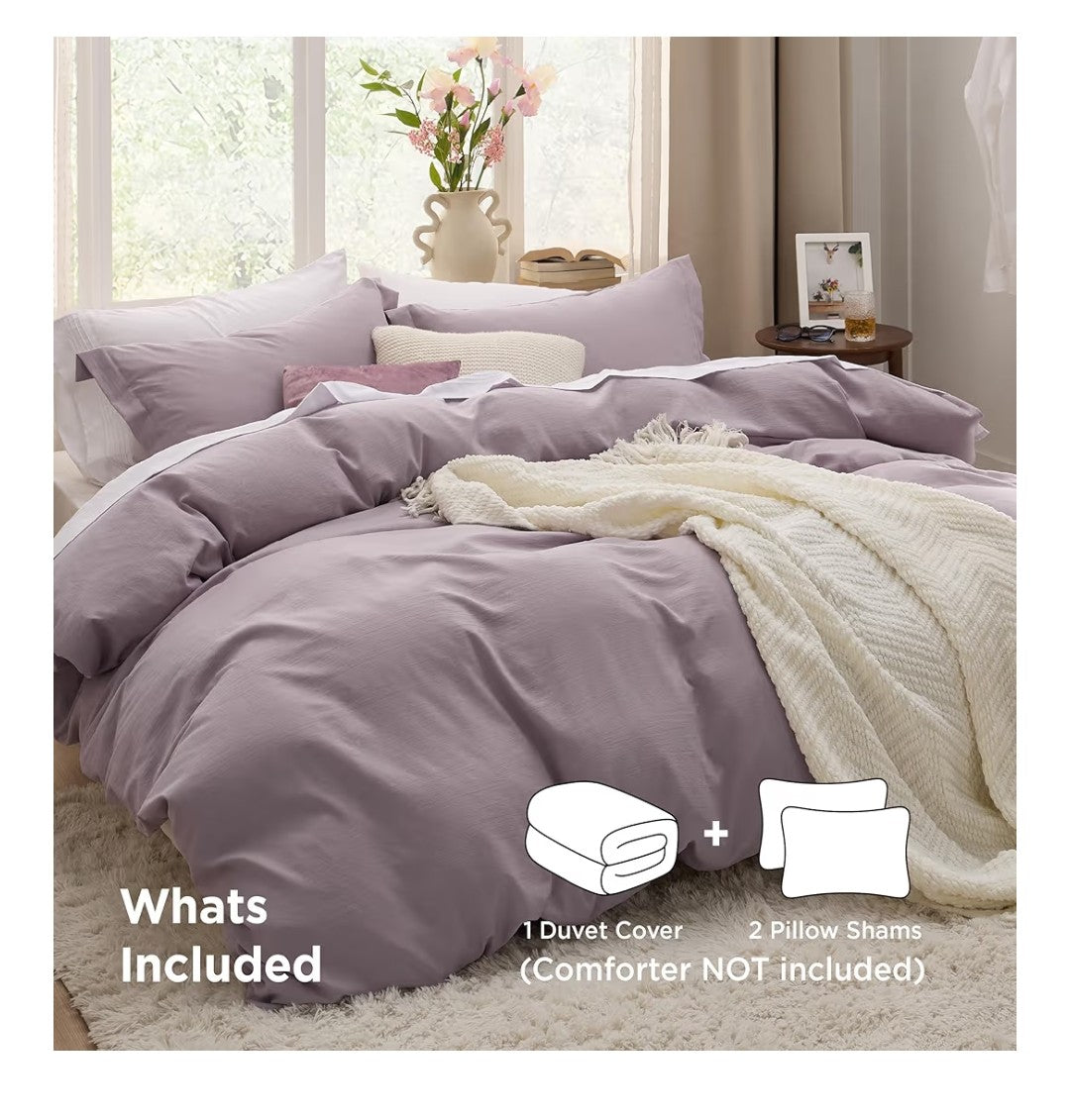 Bedsure King Size Duvet Cover 3pcs (Lilac Purple)