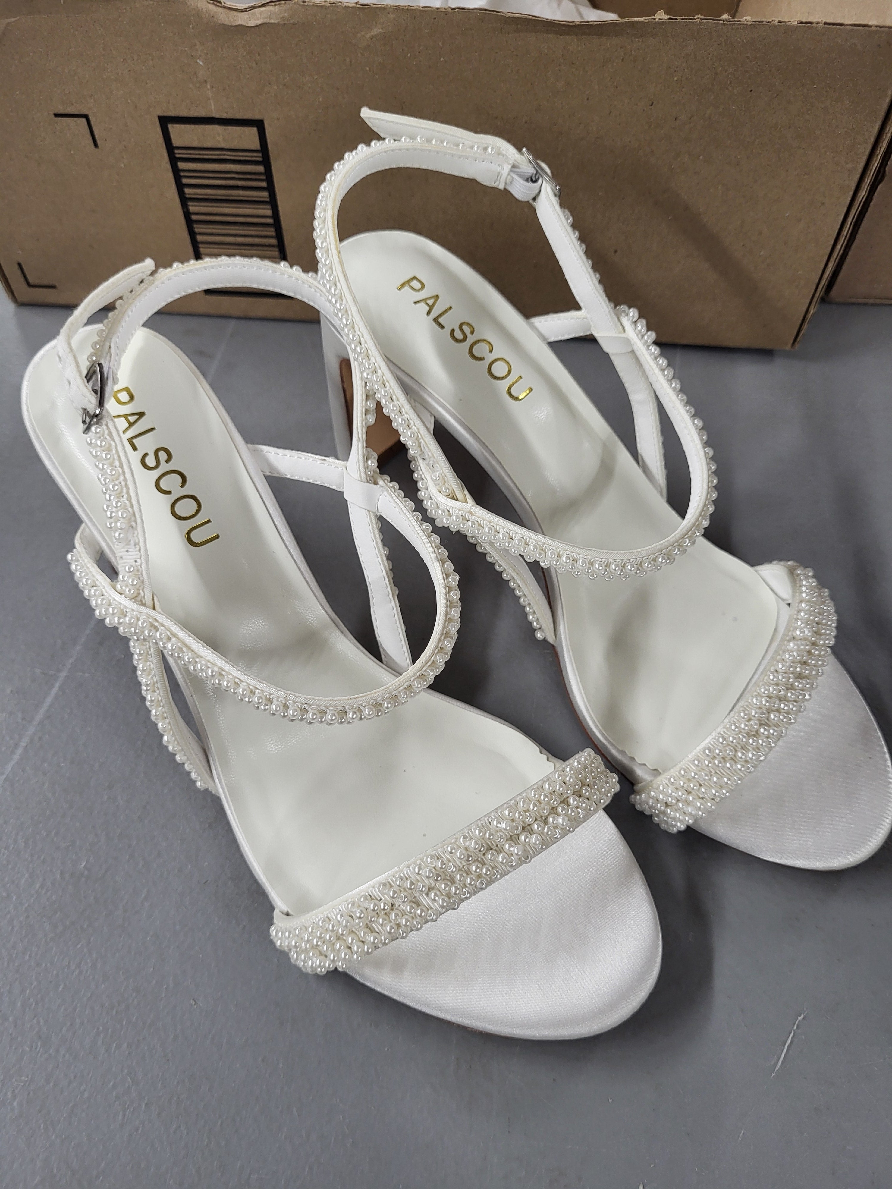 Palscou pearl block heel (size 7.5-8)