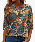 3/4 Sleeve V Neck Blouse (2XL)