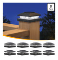 Solar Post Cap Lights for 4x4 Posts 8 pack (Black)