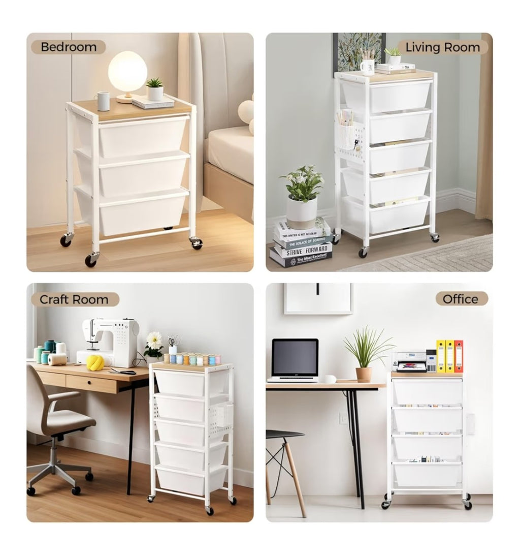 Rolling Cart with 3 Drawers