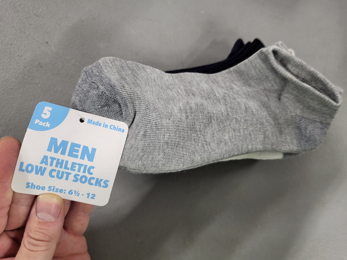 Mens Athletic Low Cut Socks, 5 Pairs (Shoe Size 6.5-12)