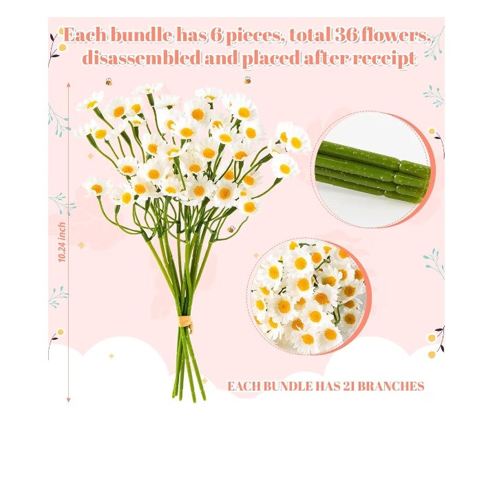 Artificial White Daisy Flowers 72pcs