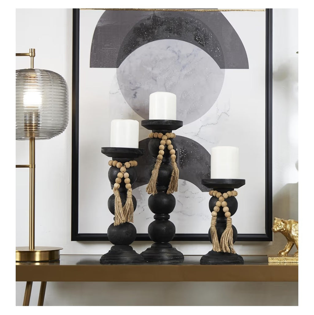 Wood Candle Holders (Black)