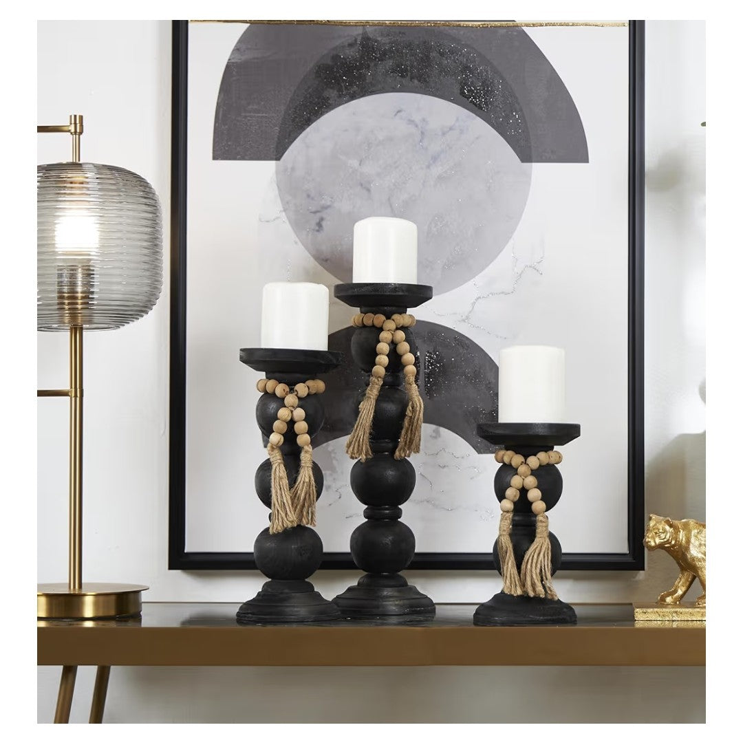Wood Candle Holders (Black)