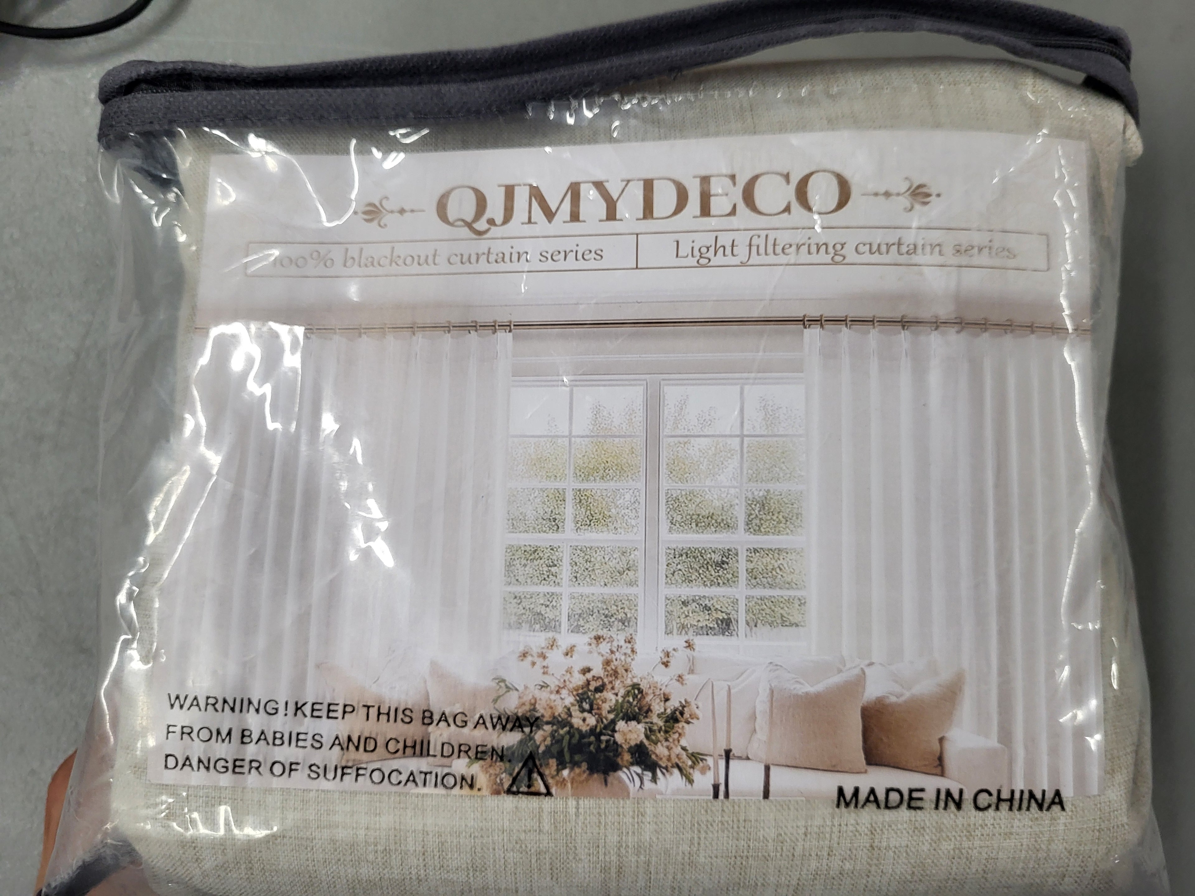 QJMYDECO Blackout Curtains 84in 2 Panels (Natural Linen)