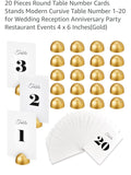 20 Pieces Round Table Number Cards Stands Modern Cursive