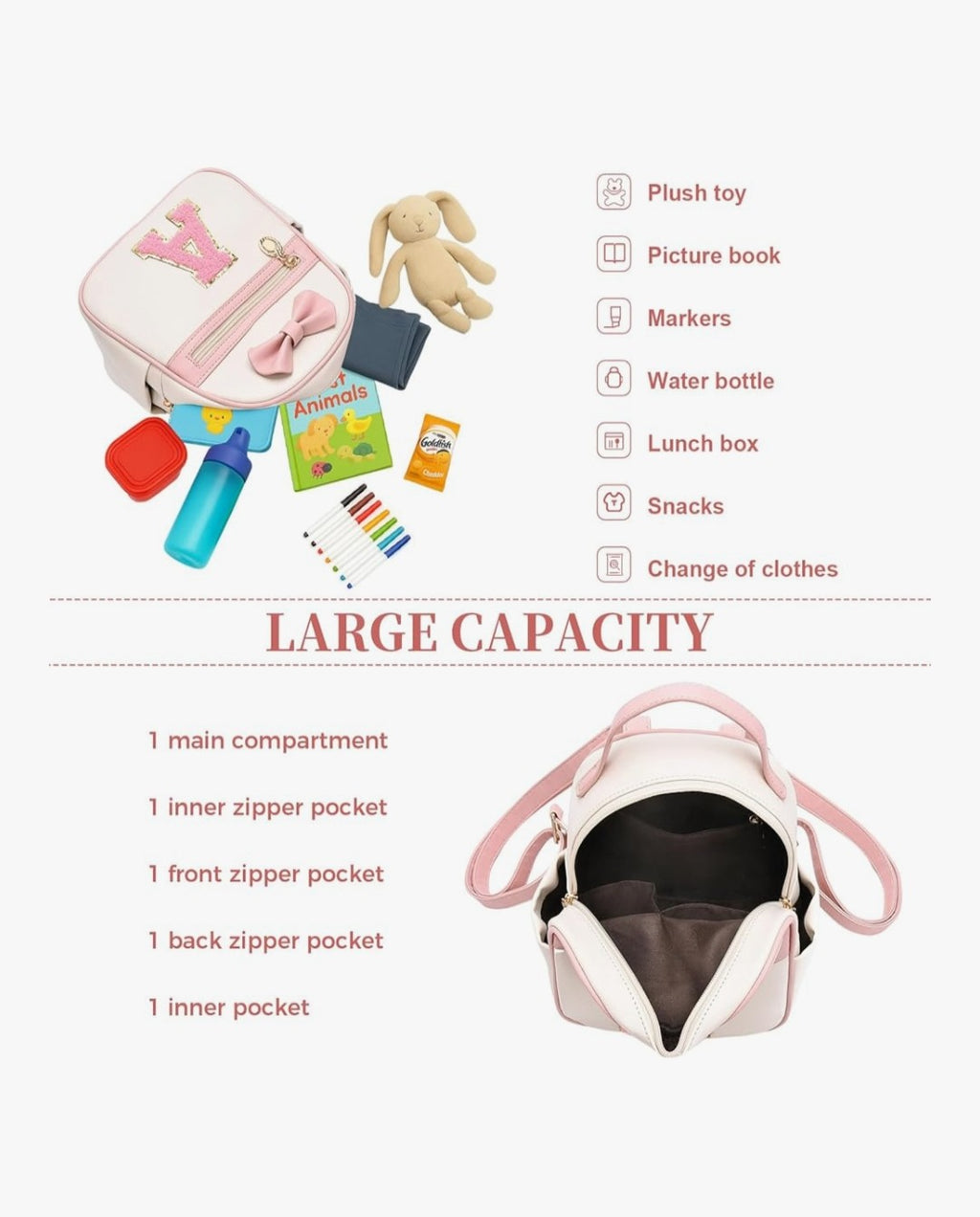 Initial Bowknot Backpack (Letter S)