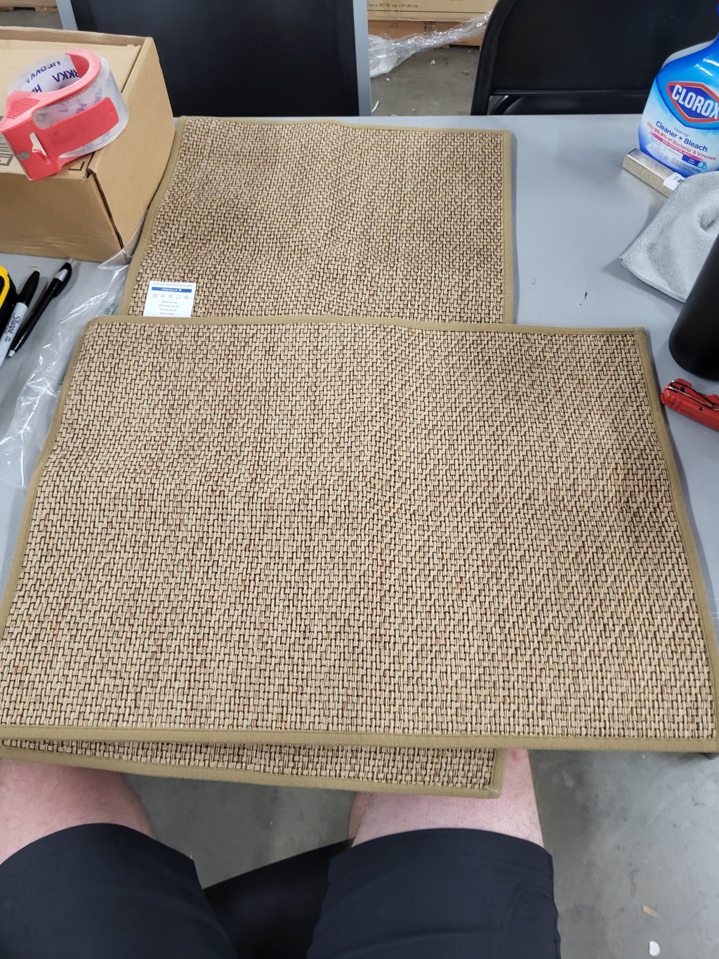 YIHOUSE Bathroom Rugs Sets 2 Pieces, Beige Ultra Thin Bath Mats Fit Under Door, Absorbent Quickly Dry Rubber Backing Braided Bath Mat Set, Non Slip Washable Bath Rugs for Bathroom Floor, Beige