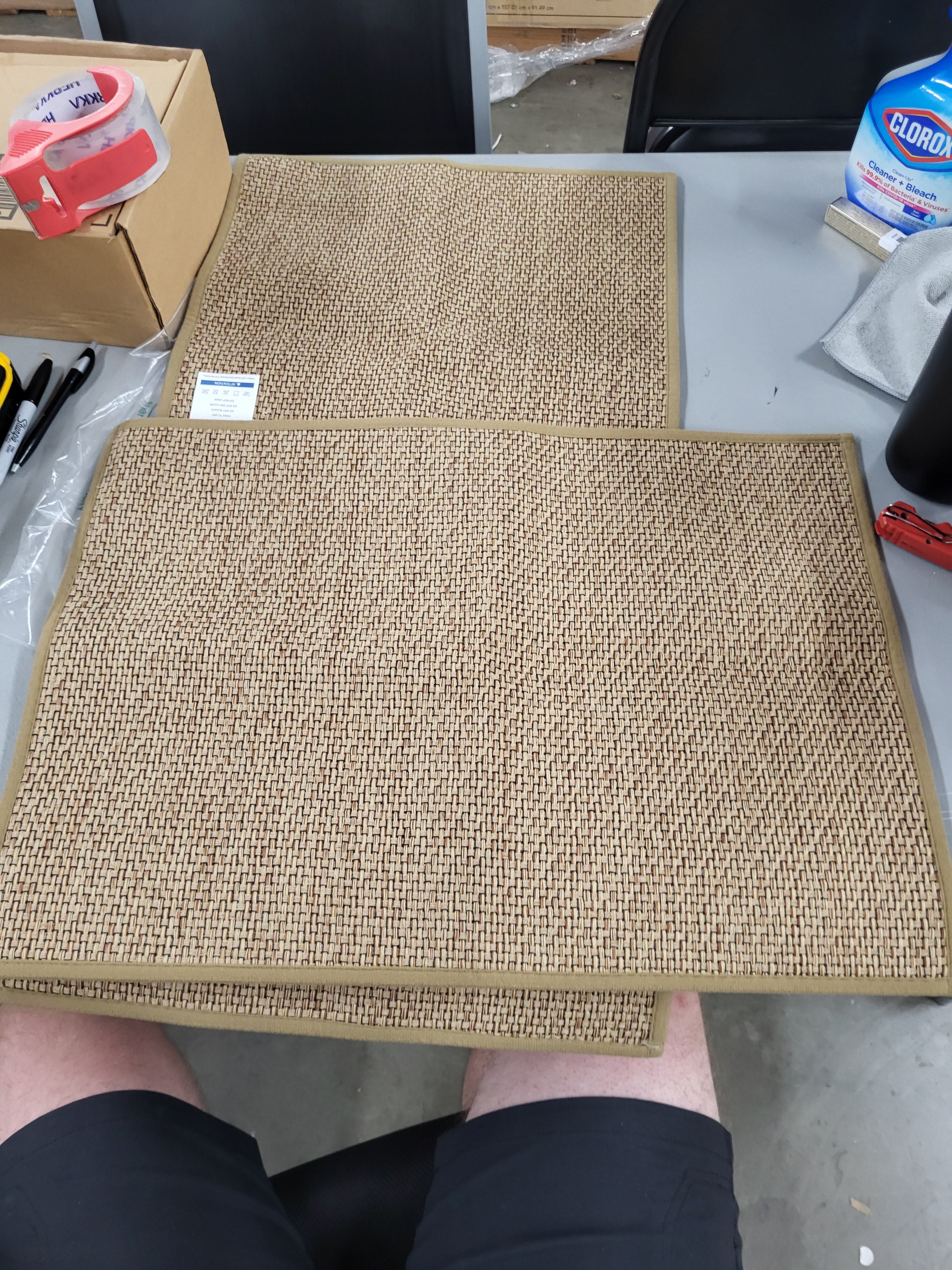 YIHOUSE Bathroom Rugs Sets 2 Pieces, Beige Ultra Thin Bath Mats Fit Under Door, Absorbent Quickly Dry Rubber Backing Braided Bath Mat Set, Non Slip Washable Bath Rugs for Bathroom Floor, Beige
