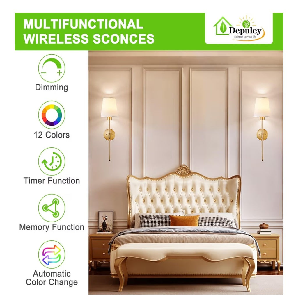 Depuley Wireless Wall Sconce 2 pack