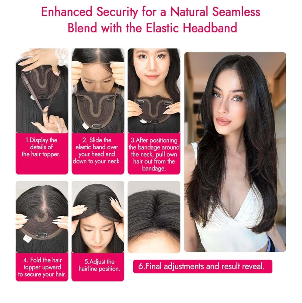 Eawwii Synthetic Hair Topper 18in (Dark Brown with Caramel Highlights)