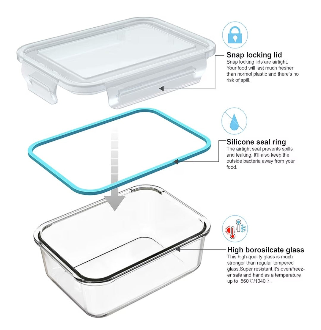 Glass Food Storage Containers 9 Containers and 9 Lids