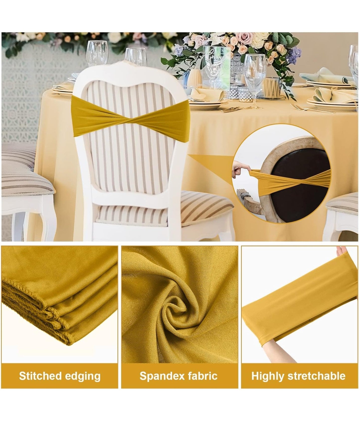 Frienda 120 Pieces Spandex Stretch Chair Sashes