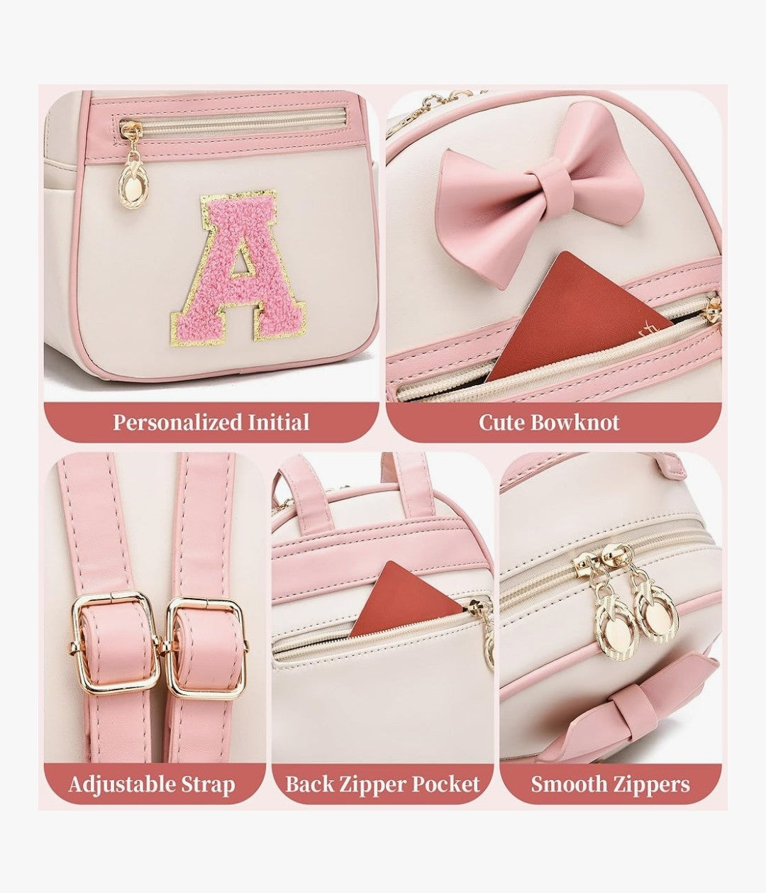 Initial Bowknot Backpack (Letter S)