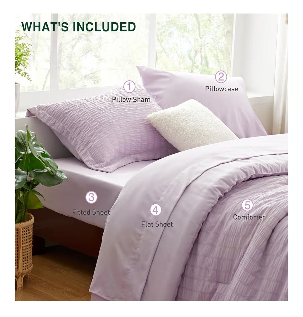 Love's Cabin 5 Piece Set Twin Size (Lavender)