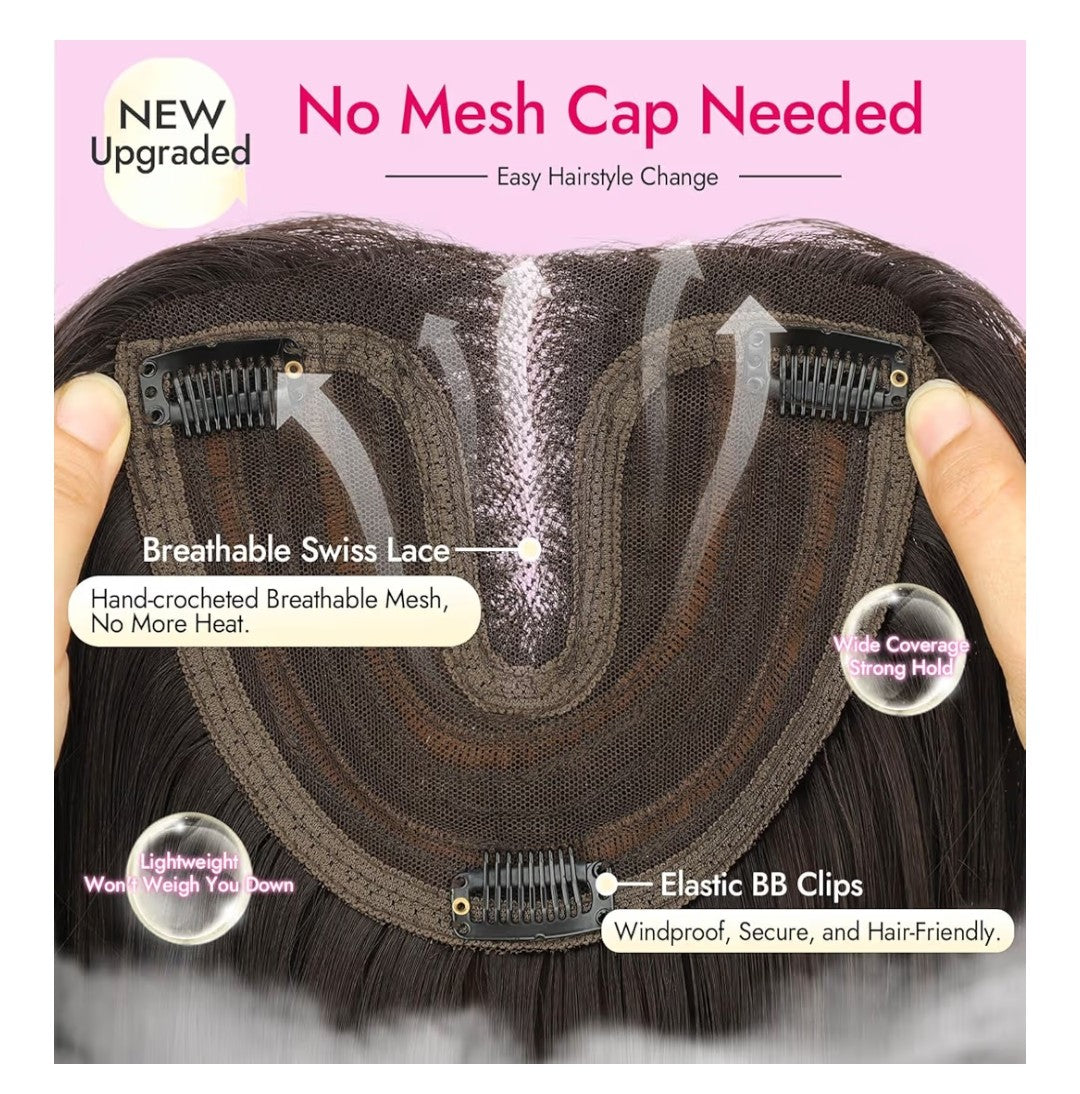 Eawwii Synthetic Hair Topper 18in (Dark Brown with Caramel Highlights)