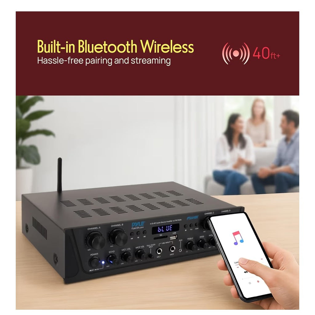 Pyle 4-Channel Audio Amplifier (PTA44BT)