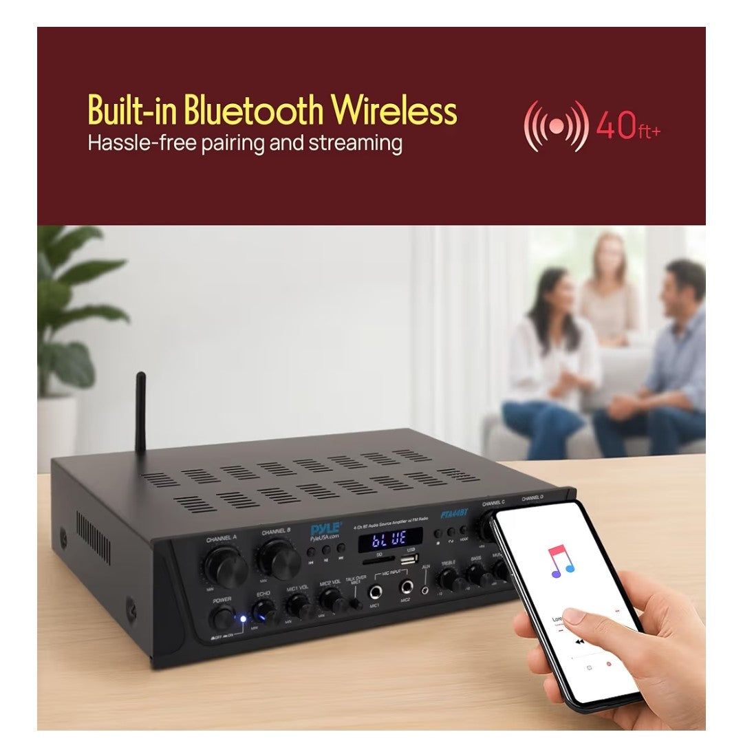 Pyle 4-Channel Audio Amplifier (PTA44BT)