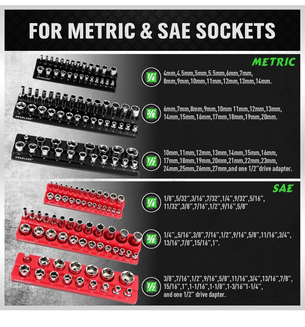 6-piece Magnetic Socket Organizer Set.