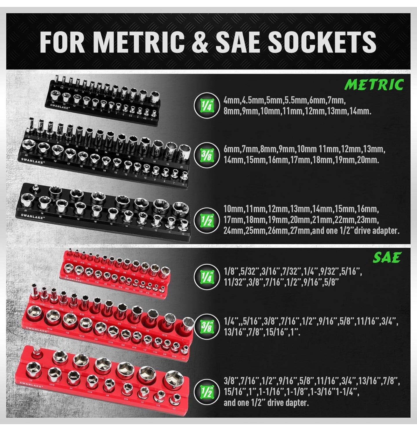 6-piece Magnetic Socket Organizer Set.