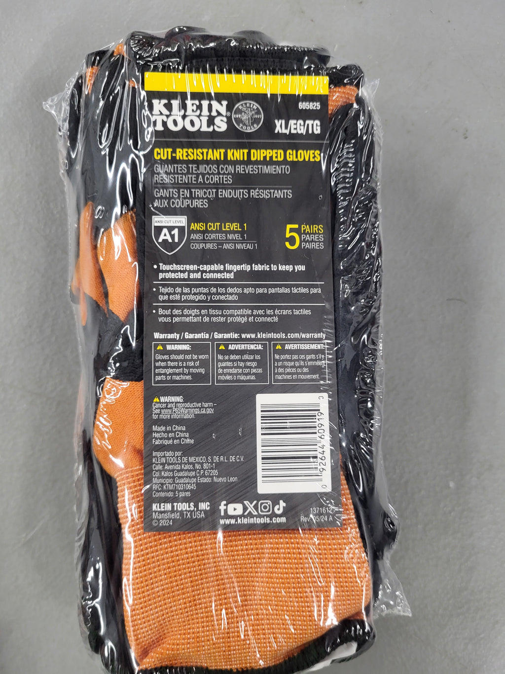 Klein Tools Cut Resistant Knit Dipped Gloves (5 pack)