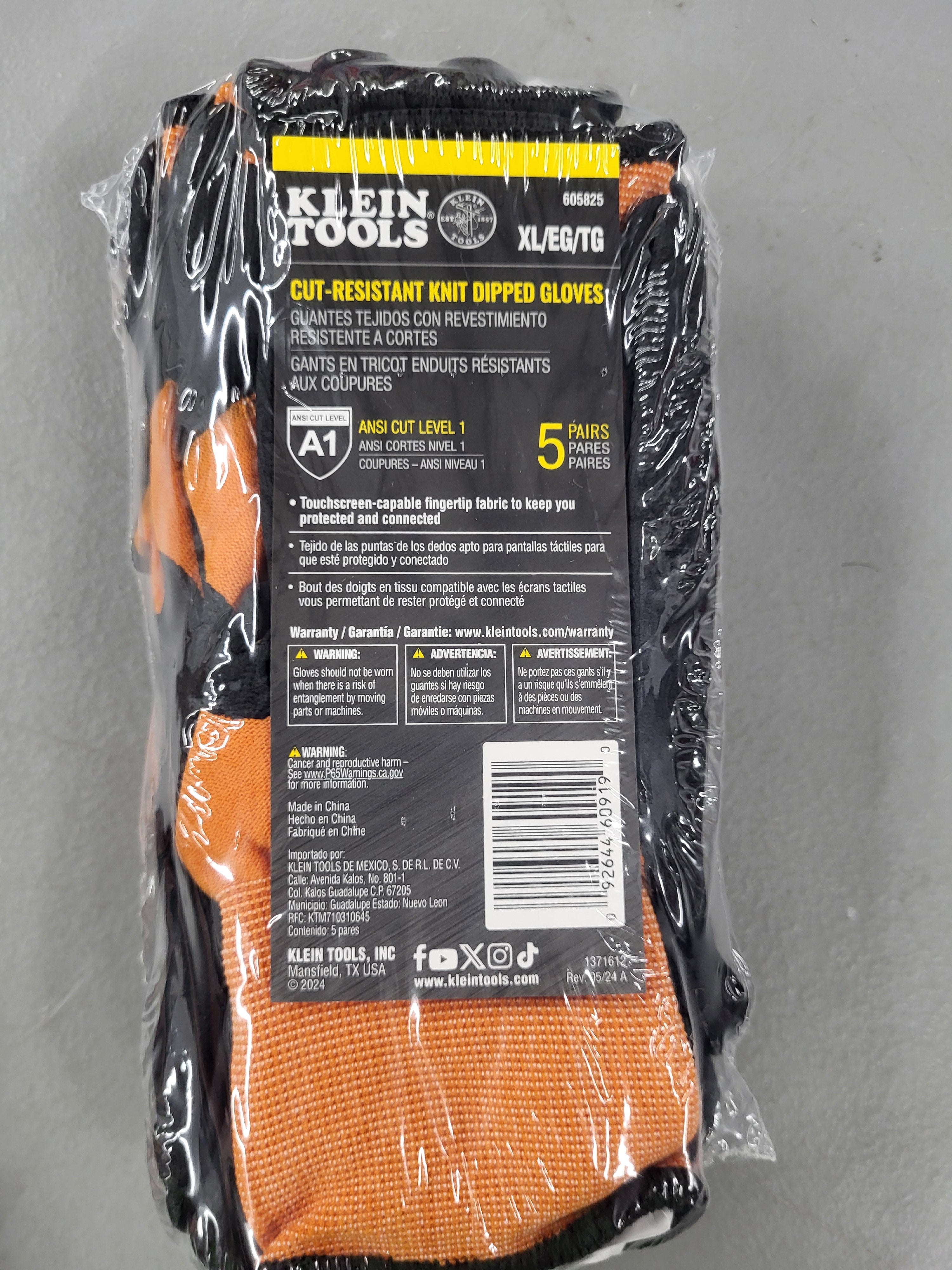 Klein Tools Cut Resistant Knit Dipped Gloves (5 pack)