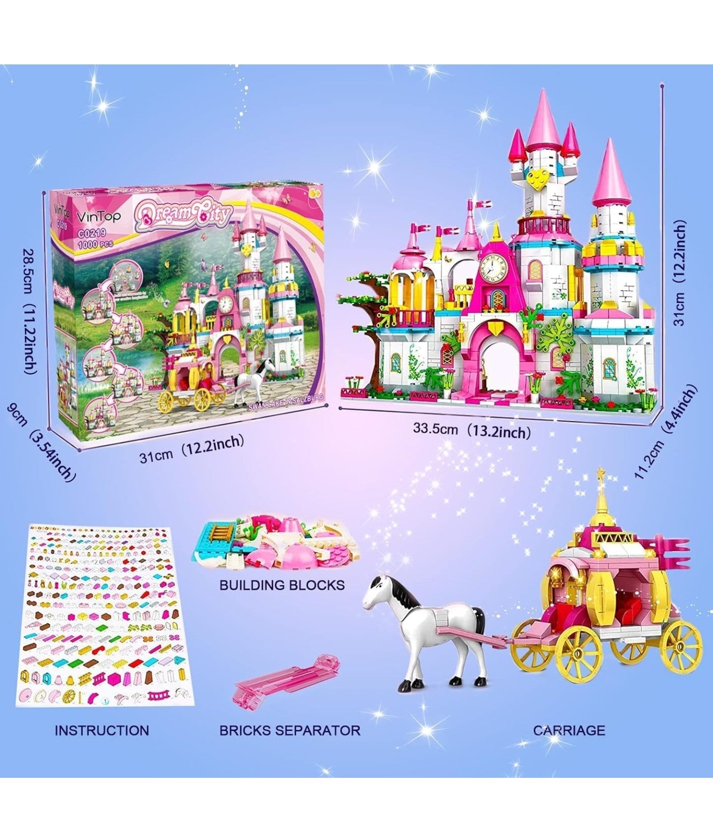 Castle STEM Building Toys for Girls Ages 6-12 Years Old, 1000PCS Building Sets for Girls