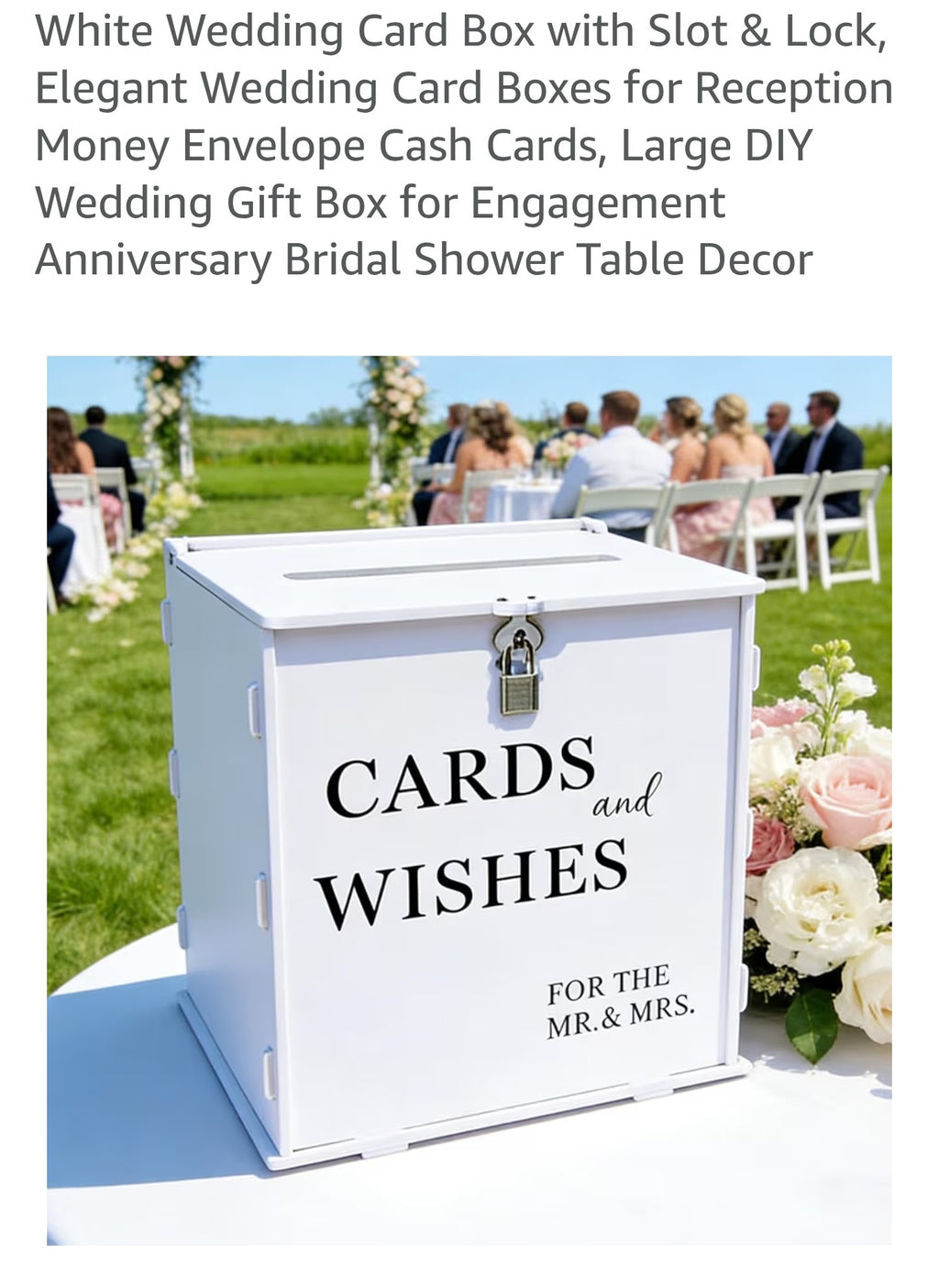 White Wedding Card Box with Slot & Lock