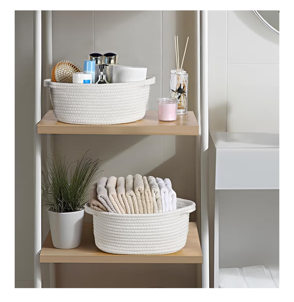 Woven Basket 12x8x5in 8 pack (White)