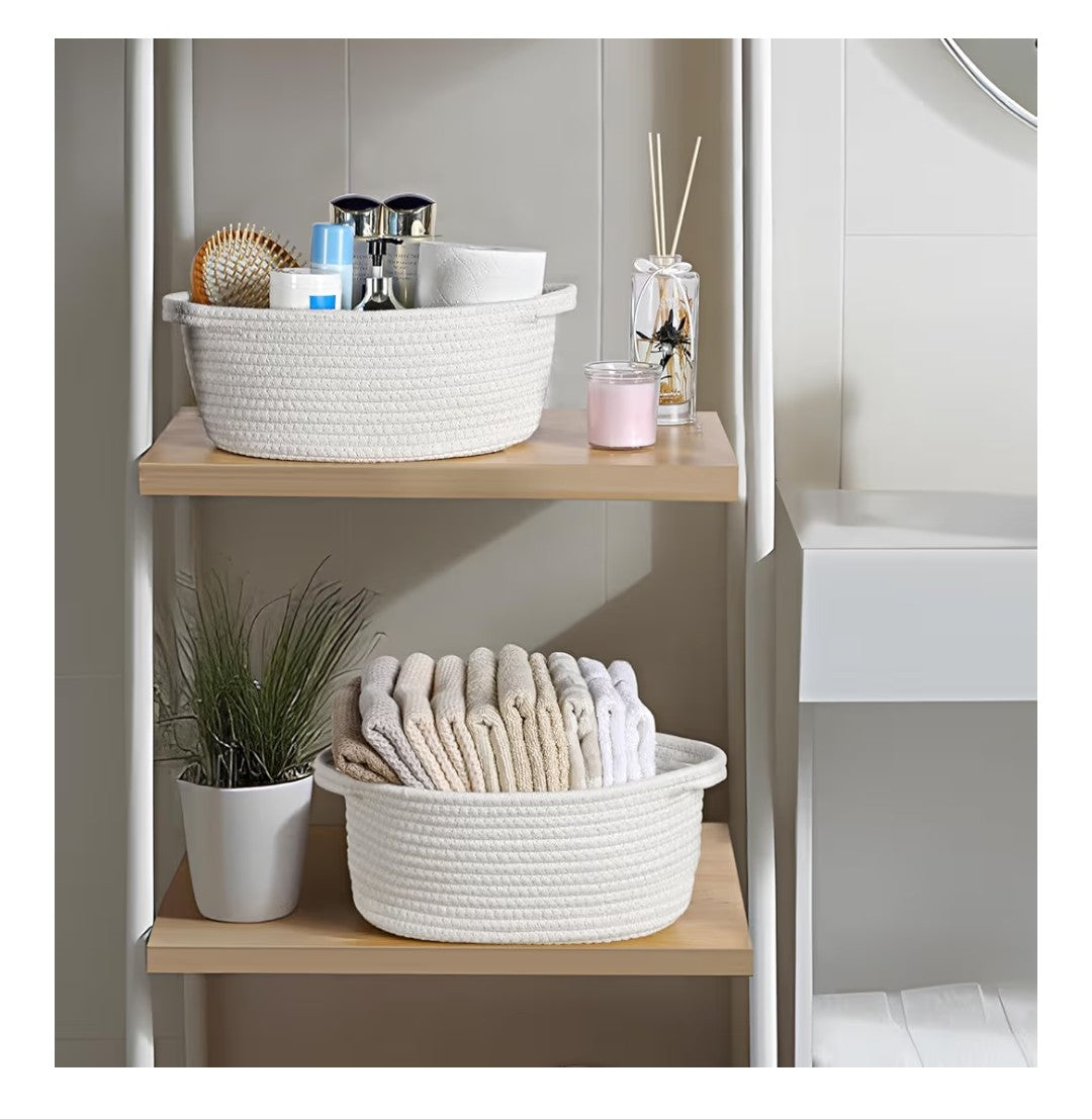 Woven Basket 12x8x5in 8 pack (White)