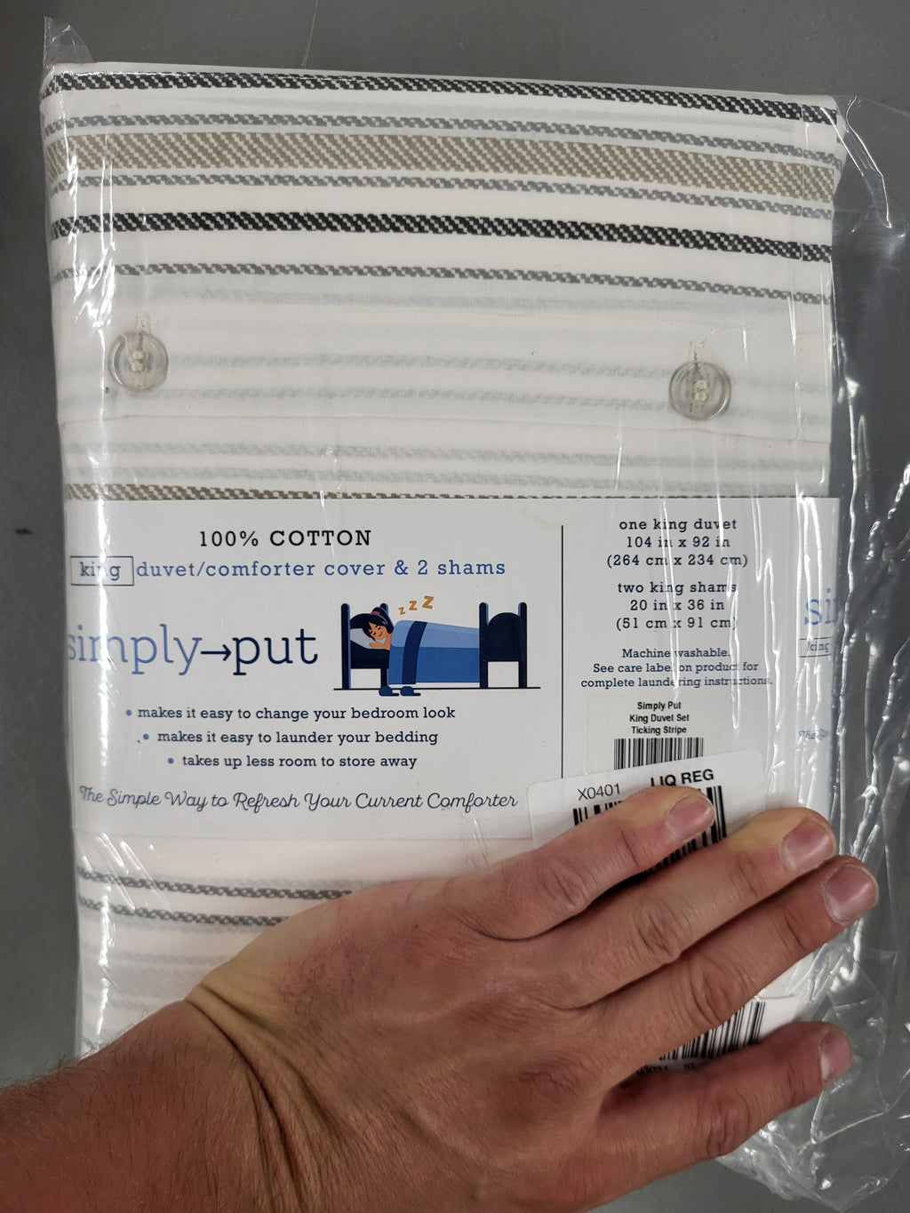 Simply Put King 3-pc. Cotton 100% Duvet Cover Set, Ticking Stripe