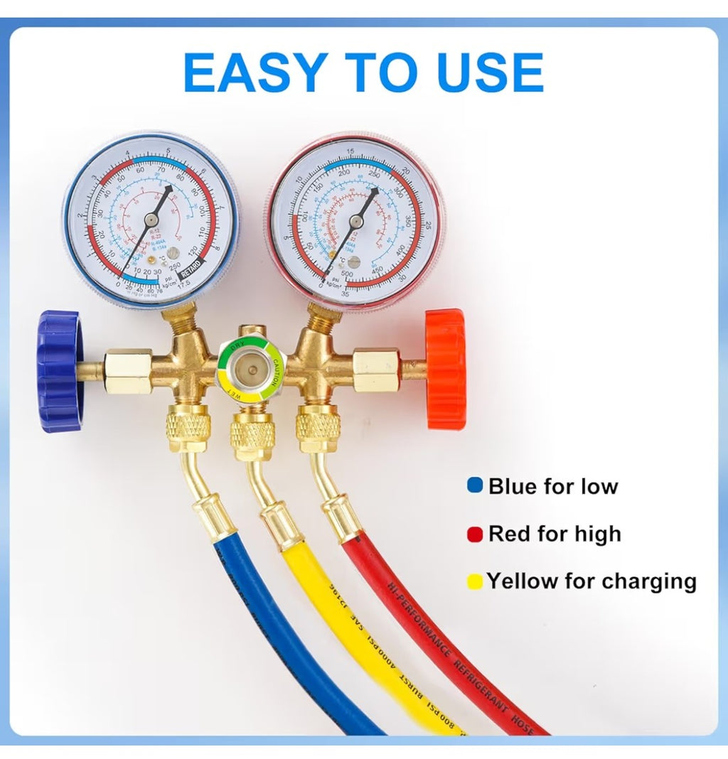 AC Manifold Gauge Hose Kit 3pcs