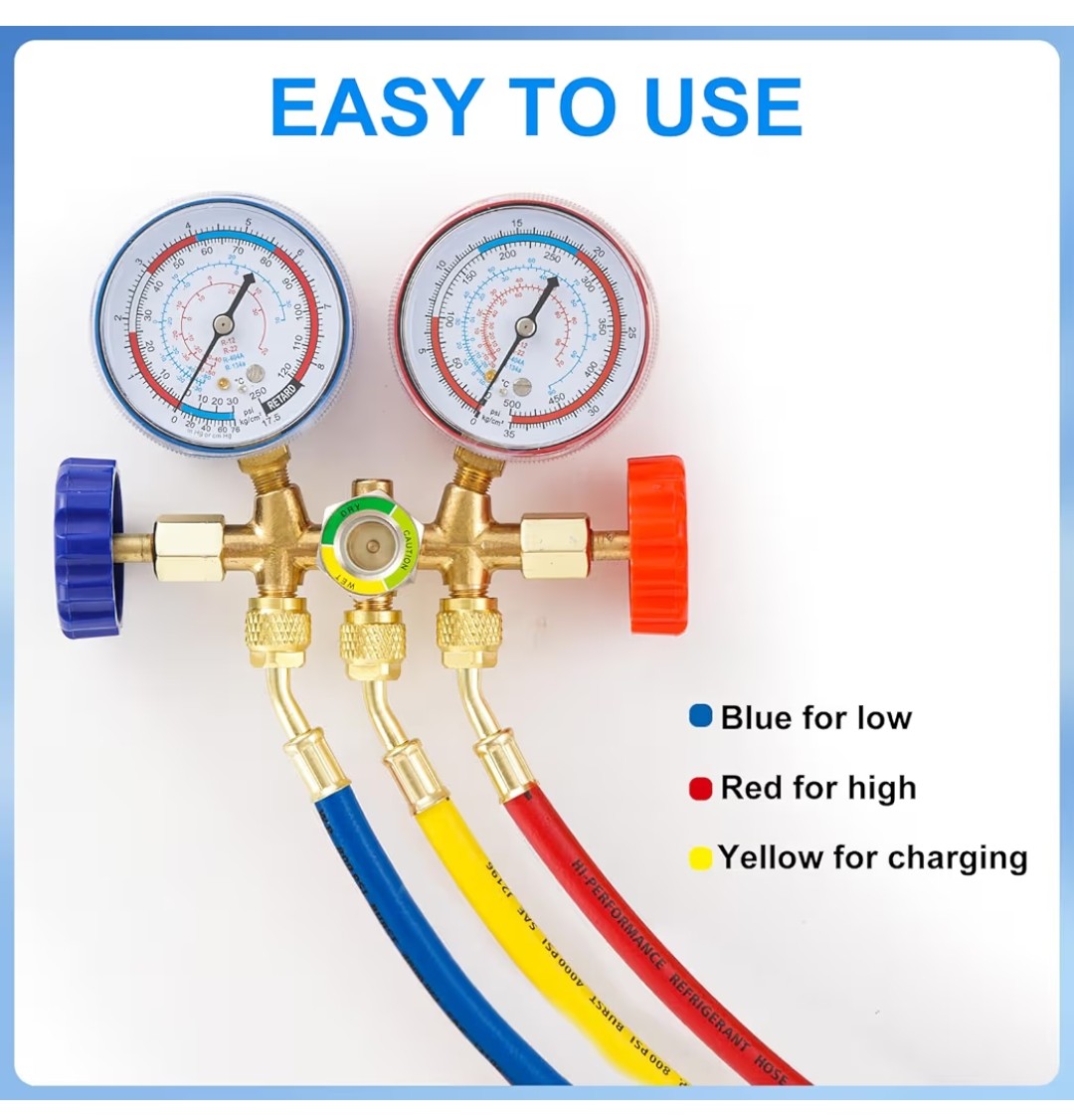 AC Manifold Gauge Hose Kit 3pcs
