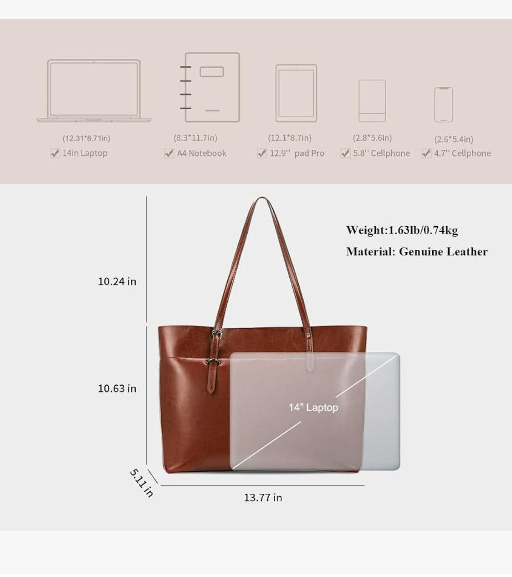 Kattee Vintage Genuine Leather Tote Shoulder Bag