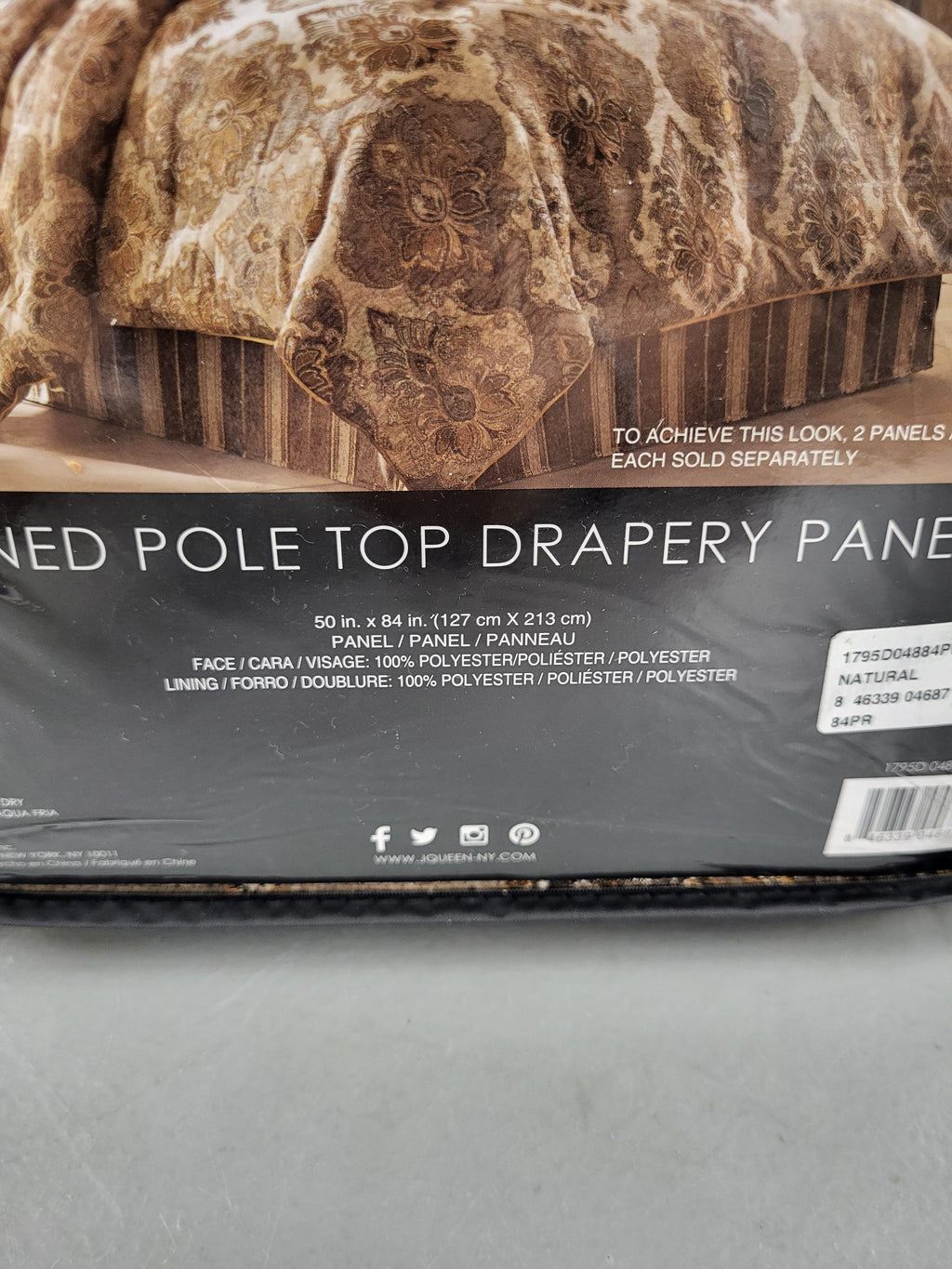 J. Queen New York Bradshaw 2 Lined Pole Top Drapery Panels