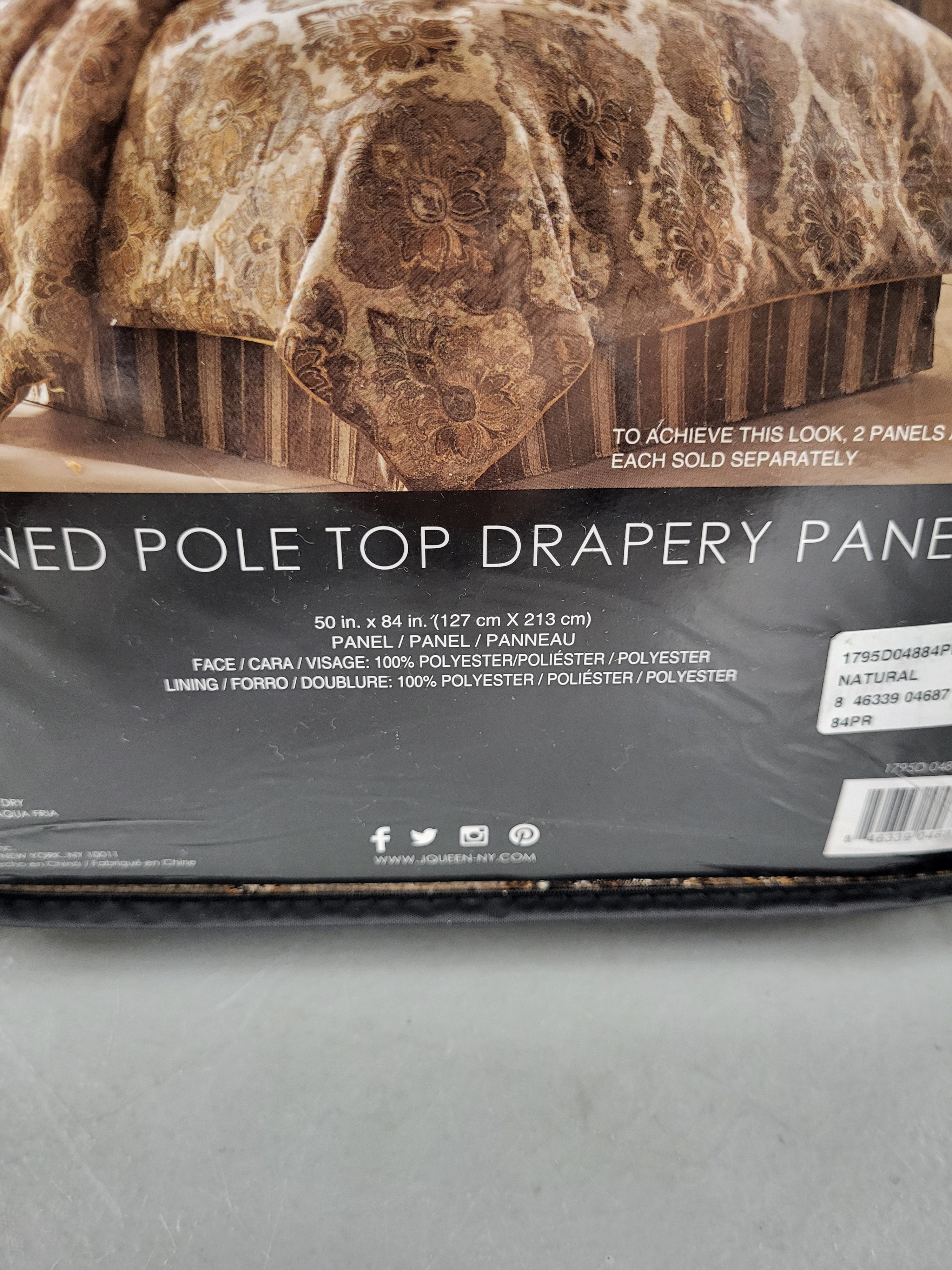 J. Queen New York Bradshaw 2 Lined Pole Top Drapery Panels