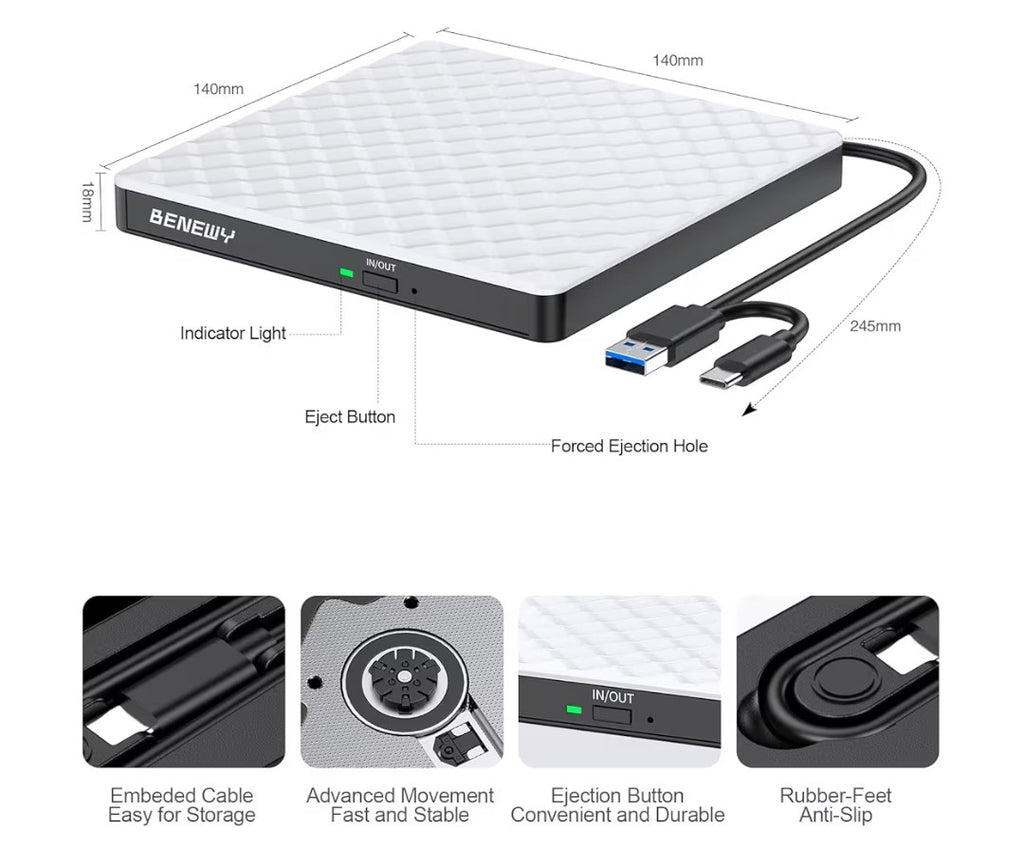 Benewy External CD/DVD Drive