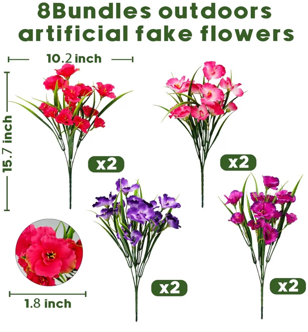 Artificial Hibiscus Flowers (8 Bundles)