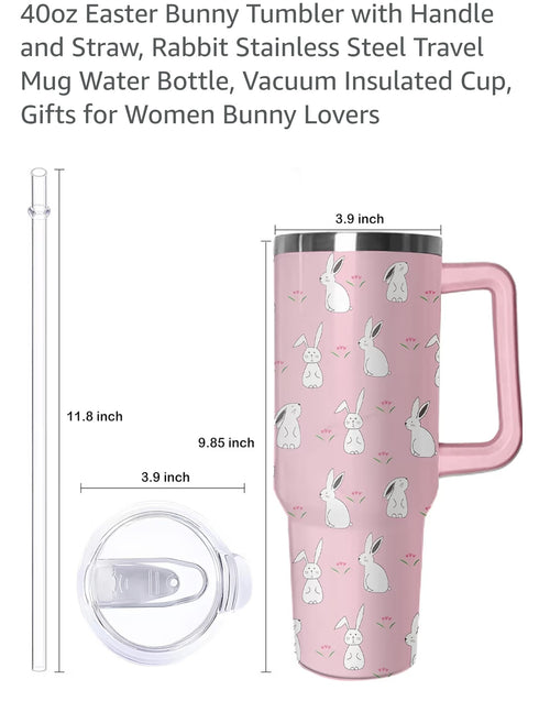 40oz Easter Bunny Tumbler with Handle and Straw