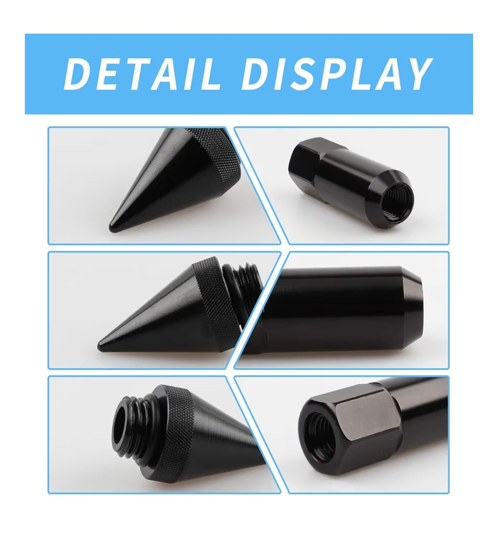 Spike Lug Nuts M12.5x1.5 20pcs 60mm (Black)