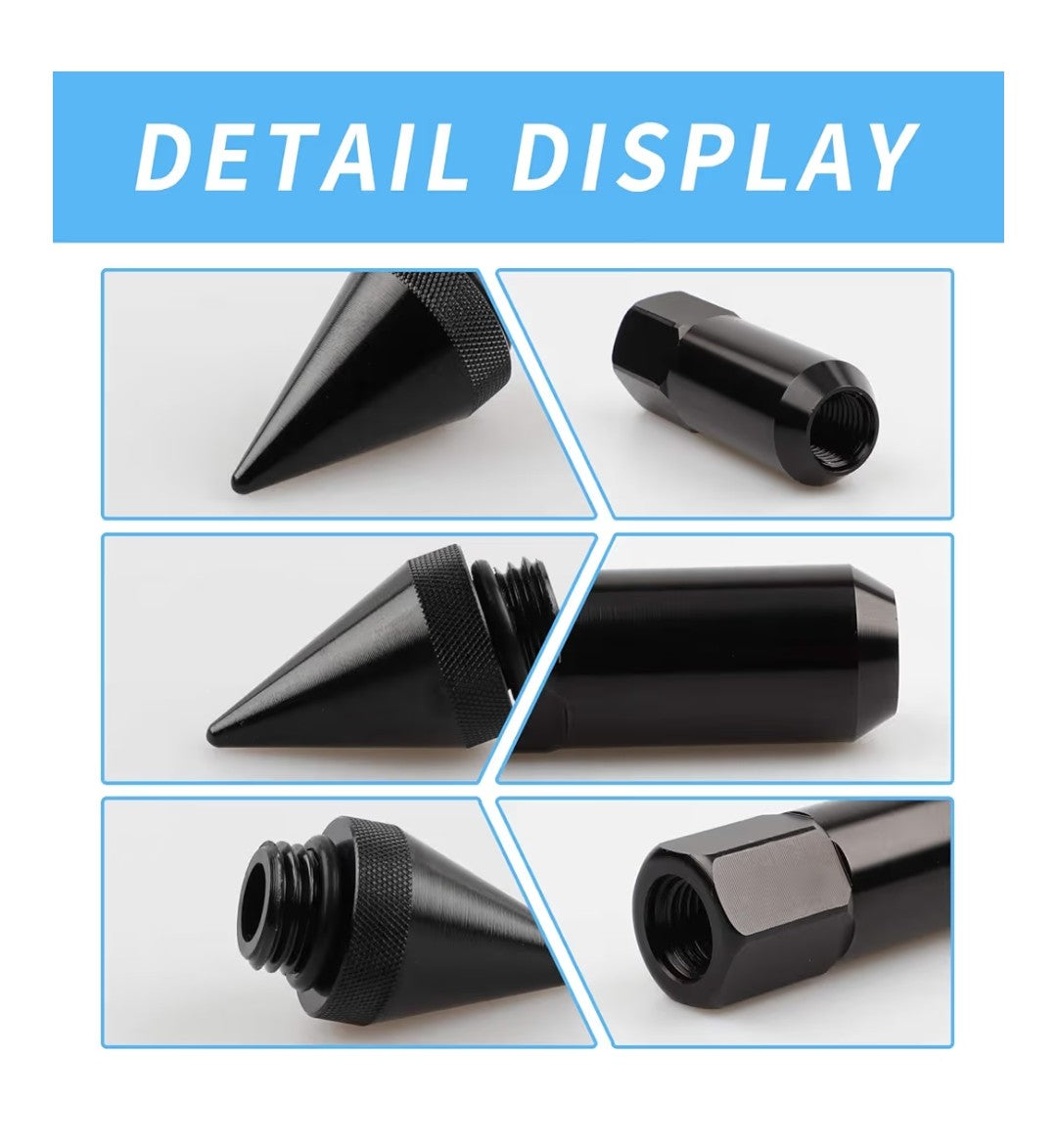 Spike Lug Nuts M12.5x1.5 20pcs 60mm (Black)