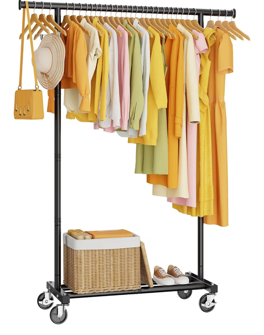 HYSEYY Clothes Rack, Clothing Rack for Hanging Clothes, Rolling Garment.