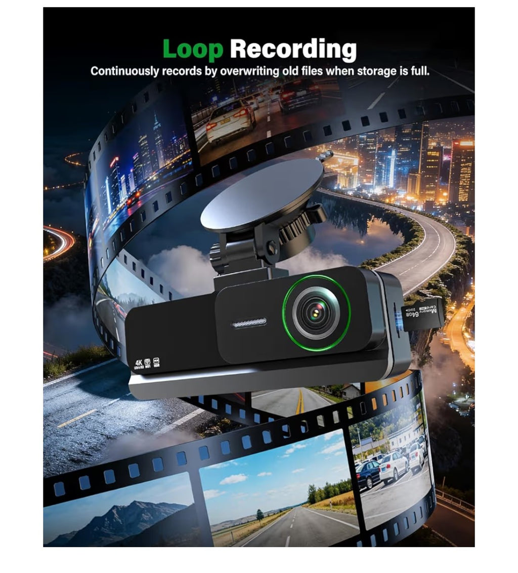 Nymzview 4K 3-Channel Wi-Fi Dash Cam